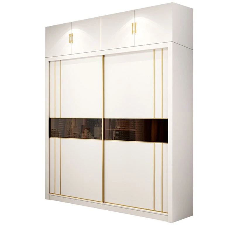 Armario guardarropa blanco Armario guardarropa de madera de ingenierí con barra para ropa Clearhalo