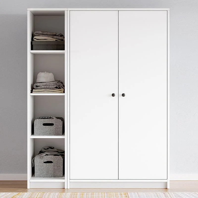 Armario guardarropa blanco con estantes Armario guardarropa de madera de ingenierí Clearhalo