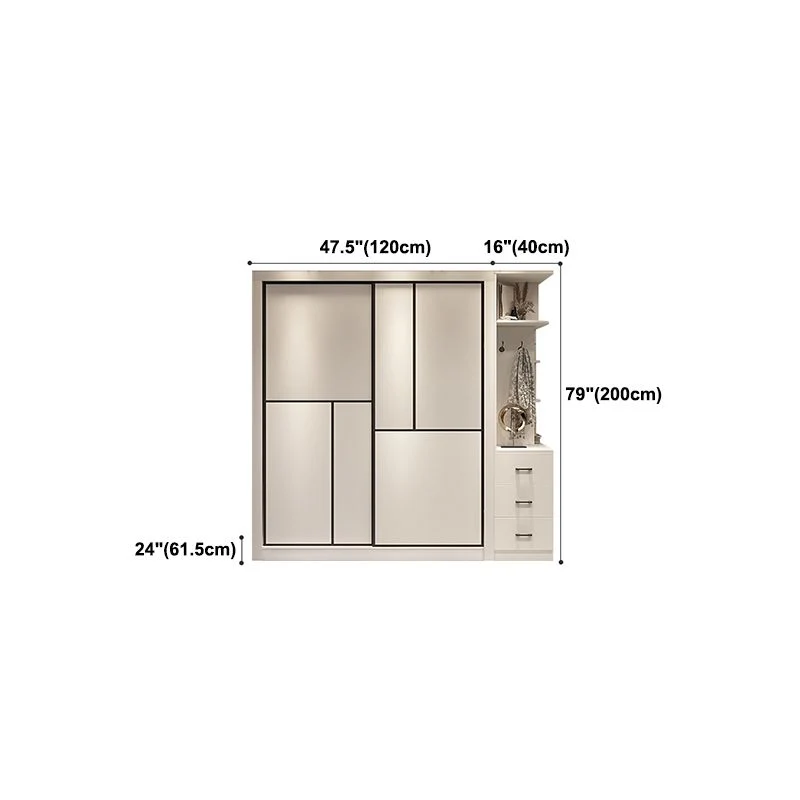 Armario guardarropa blanco contemporáneo Armario de madera de ingenierí con puerta corredera Clearhalo