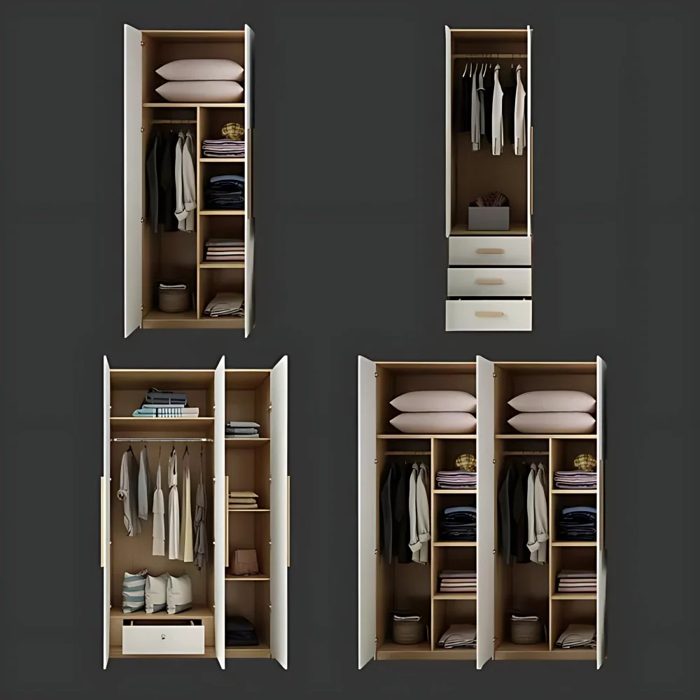 Armario guardarropa casero de estilo moderno Armario guardarropa de madera maciza y madera de ingenierí Clearhalo