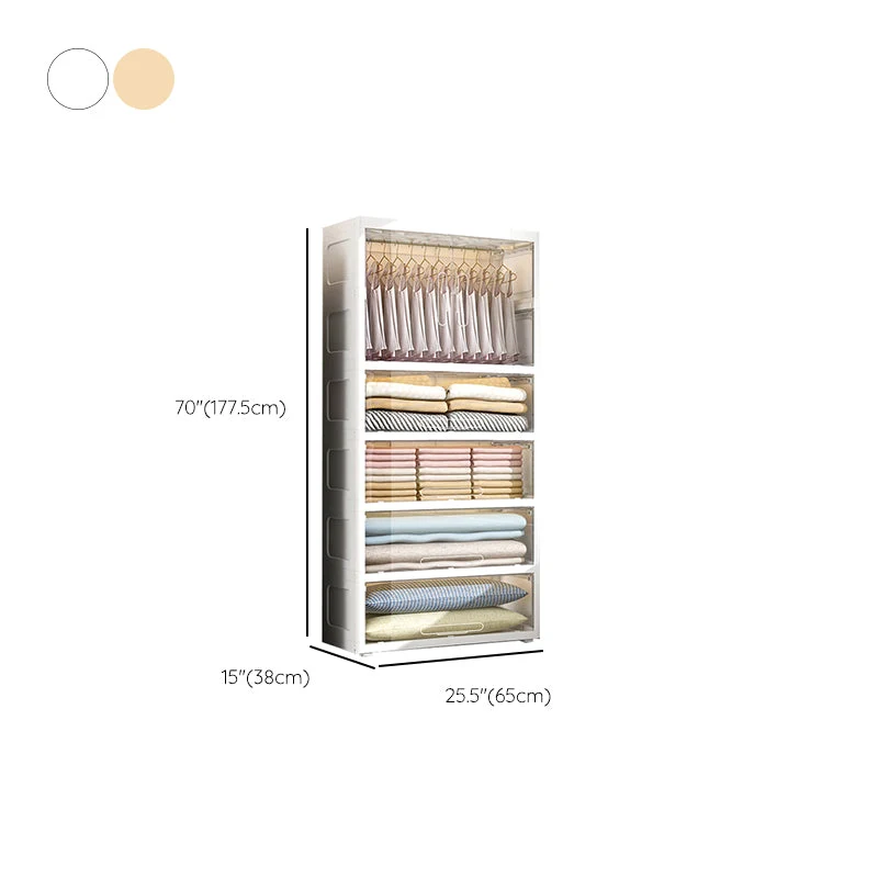 Armario guardarropa con bisagras Armario guardarropa de plástico contemporáneo Beige Clearhalo