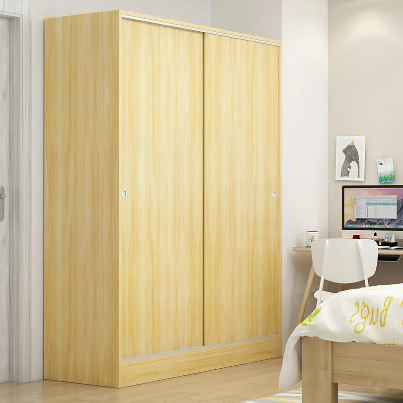 Armario guardarropa con puertas correderas y armario de madera con barra para ropa Naturales Clearhalo