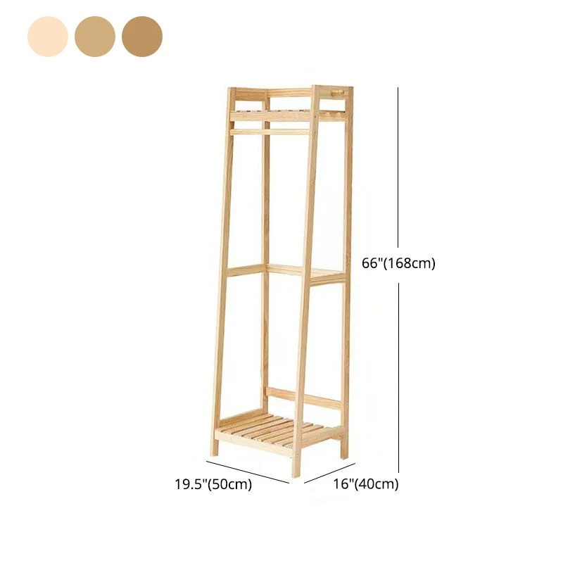Armario guardarropa contemporáneo Armario de madera de pino con barra para ropa para el hogar Naturales Clearhalo