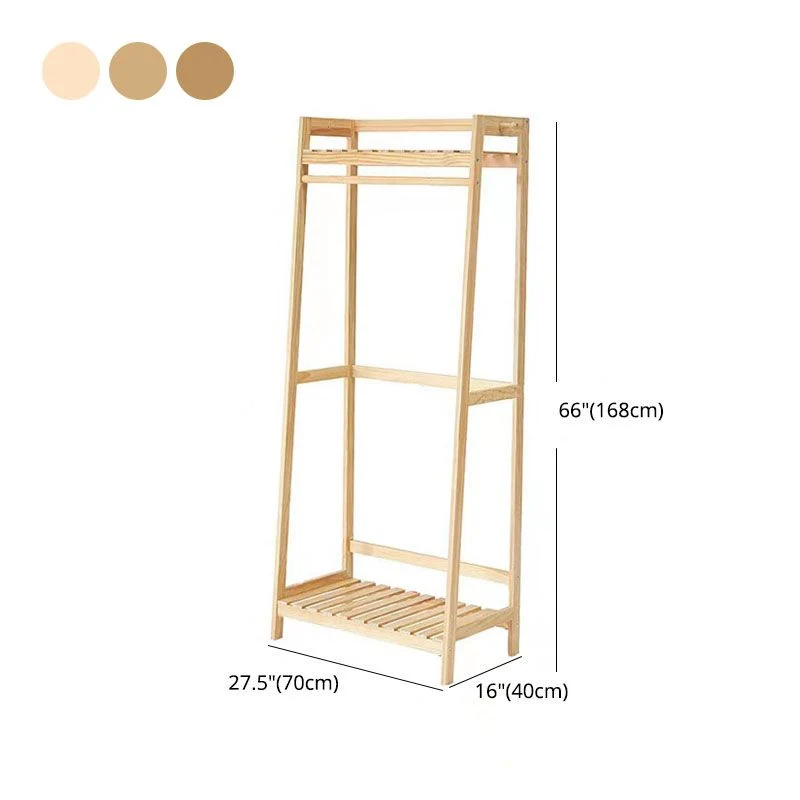 Armario guardarropa contemporáneo Armario de madera de pino con barra para ropa para el hogar Naturales Clearhalo