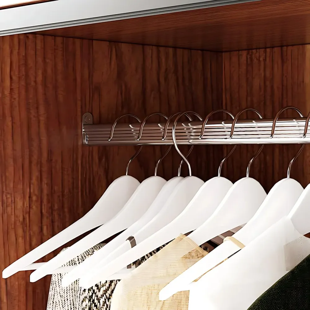 Armario guardarropa contemporáneo con barra para ropa Armario guardarropa de madera Marron Clearhalo