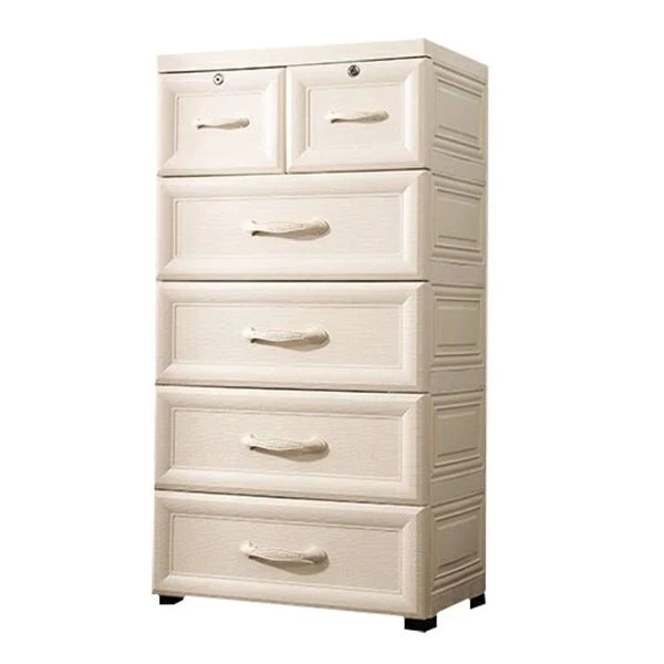 Armario guardarropa contemporáneo con cajón Armario no colgante de plástico Blanco Clearhalo