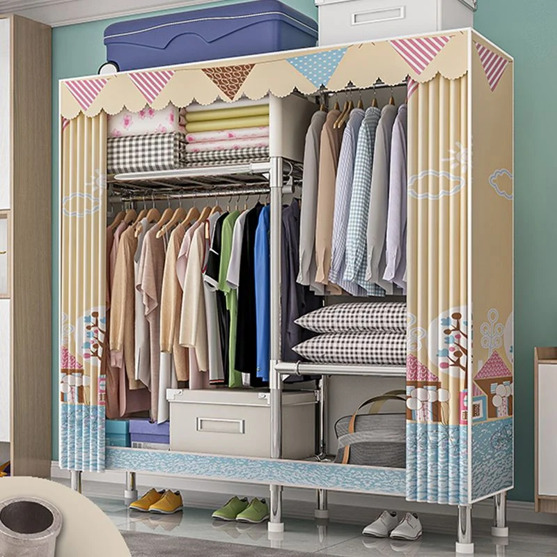 Armario guardarropa contemporáneo con estantes Armario guardarropa de acero para dormitorio Azul Clearhalo