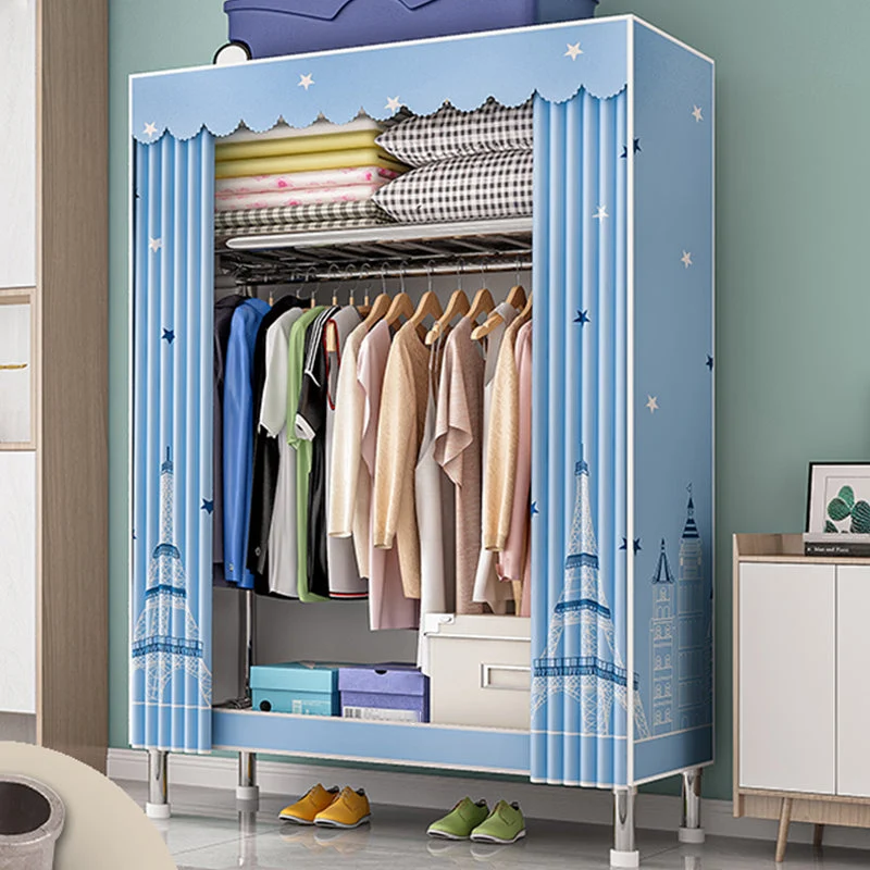 Armario guardarropa contemporáneo con estantes Armario guardarropa de acero para dormitorio Azul Clearhalo