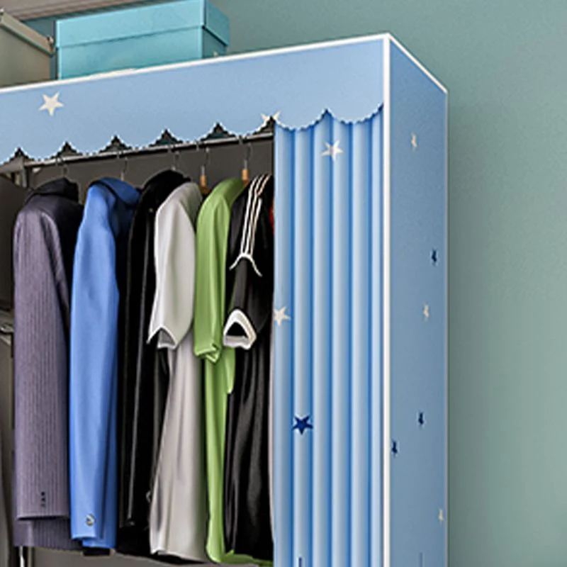 Armario guardarropa contemporáneo con estantes Armario guardarropa de acero para dormitorio Azul Clearhalo