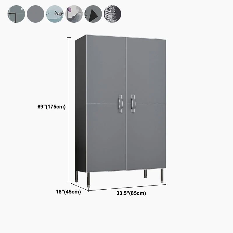 Armario guardarropa de estilo contemporáneo Armario guardarropa con estructura de acero para dormitorio Gris Clearhalo