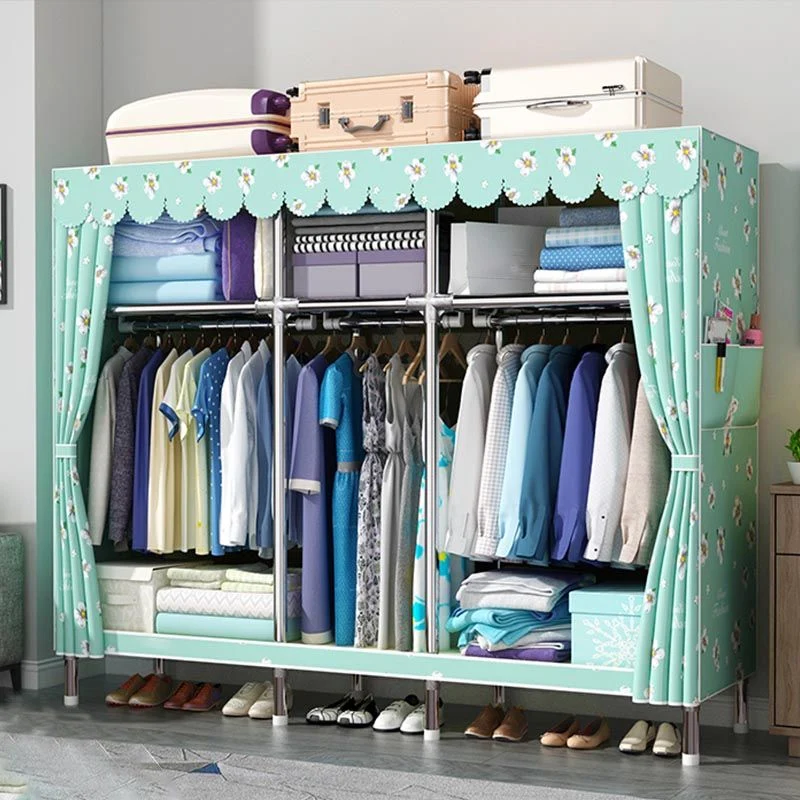 Armario guardarropa de estilo contemporáneo con estructura de acero para dormitorio Blanco Clearhalo