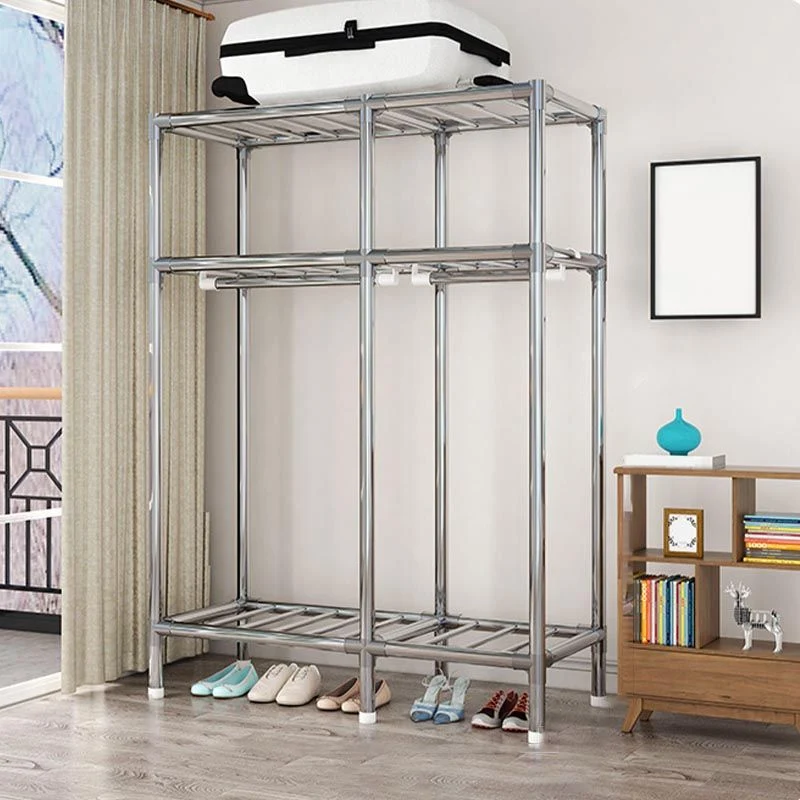 Armario guardarropa de estilo contemporáneo con estructura de acero para dormitorio Blanco Clearhalo