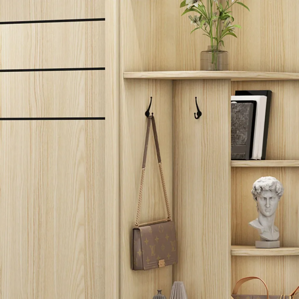 Armario guardarropa de estilo contemporáneo natural, armario guardarropa de madera de ingenierí para el hogar Clearhalo