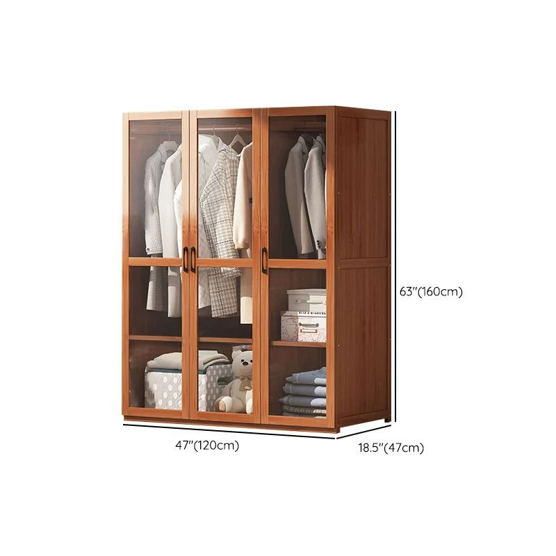 Armario guardarropa de estilo moderno Armario guardarropa con barra para ropa de madera Clearhalo
