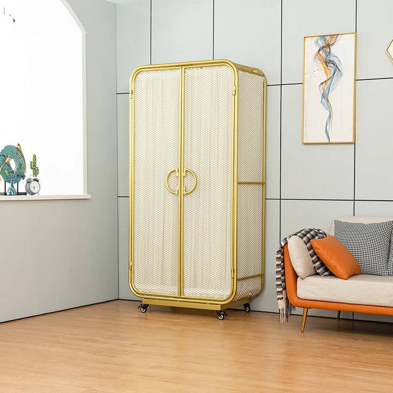 Armario guardarropa de estilo moderno, barra para ropa de metal, armario para dormitorio Oro Clearhalo