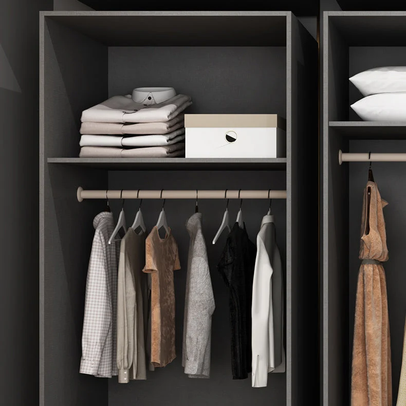 Armario guardarropa gris contemporáneo Armario guardarropa de madera de ingenierí Clearhalo