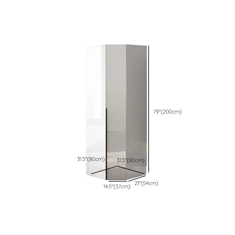 Armario guardarropa de madera de ingenierí, armario blanco de estilo moderno con barra para ropa Clearhalo