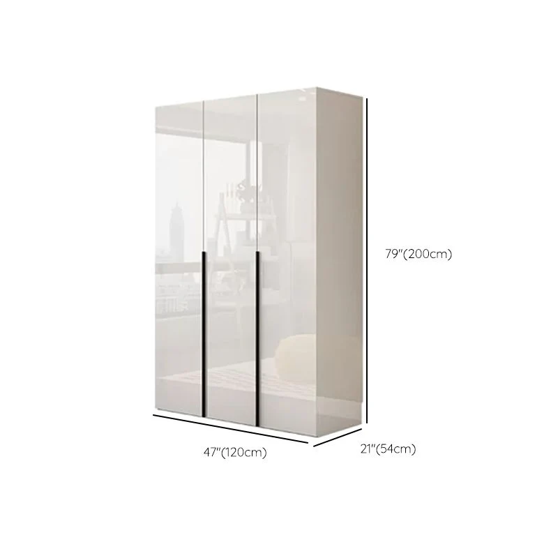 Armario guardarropa de madera de ingenierí, armario blanco de estilo moderno con barra para ropa Clearhalo