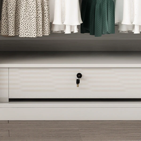 Armario guardarropa de madera de ingenierí, armario blanco de estilo moderno con barra para ropa Clearhalo