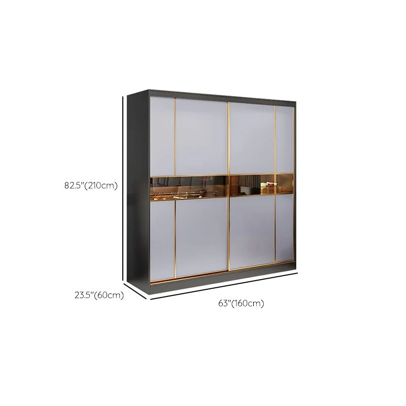 Armario guardarropa de madera de ingenierí Armario guardarropa gris contemporáneo Clearhalo