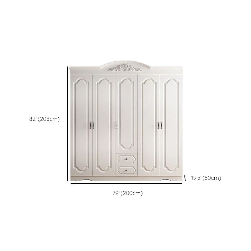 Armario guardarropa de madera de ingenierí con barra para ropa Armario guardarropa blanco Marfil Clearhalo
