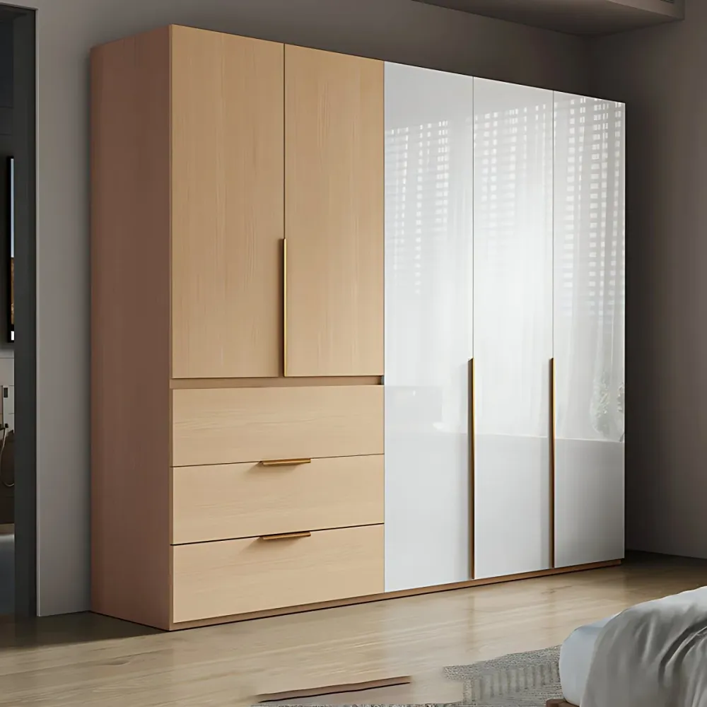 Armario guardarropa de madera de ingenierí con cajón Armario guardarropa moderno Clearhalo