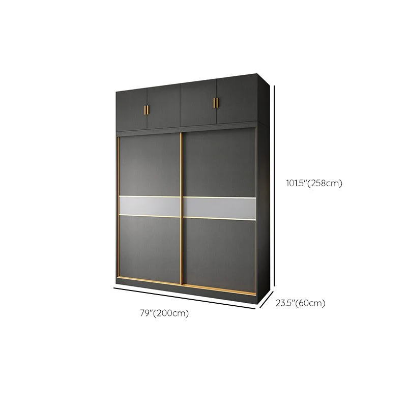 Armario guardarropa de madera de ingenierí gris Armario guardarropa contemporáneo Clearhalo