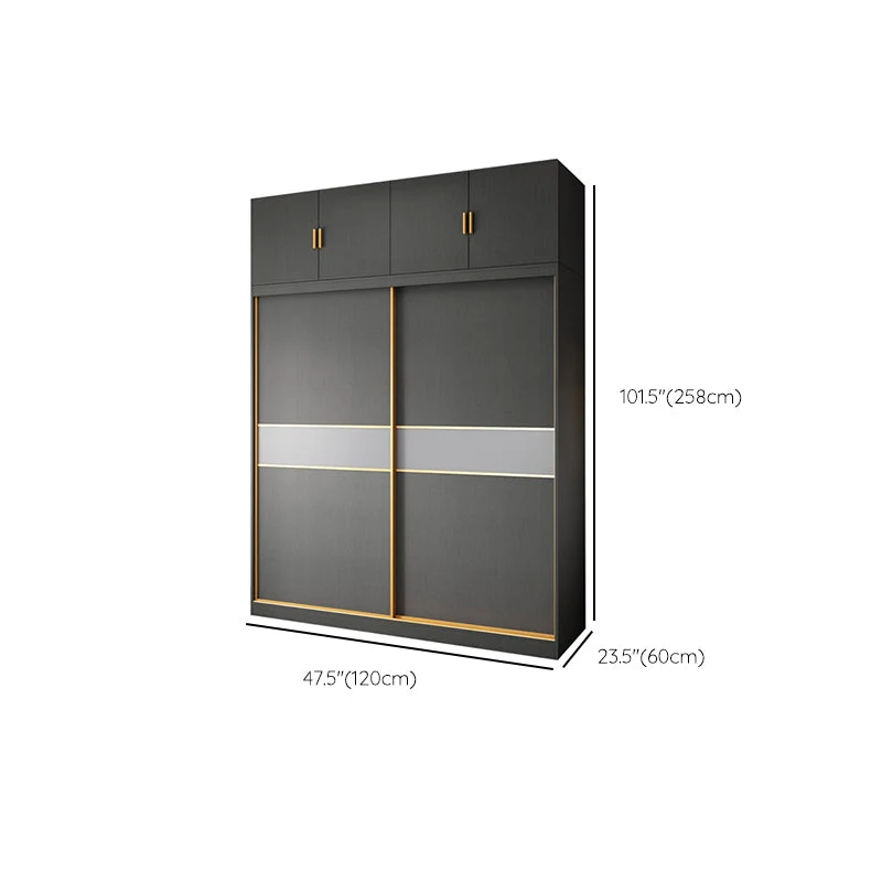 Armario guardarropa de madera de ingenierí gris Armario guardarropa contemporáneo Clearhalo