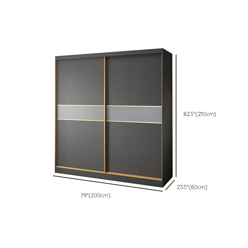 Armario guardarropa de madera de ingenierí gris Armario guardarropa contemporáneo Clearhalo