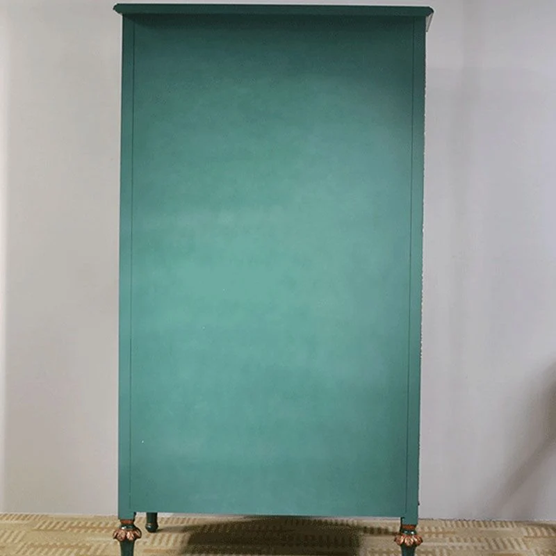 Armario guardarropa de madera maciza, riel para ropa, armario para el hogar Verde Clearhalo