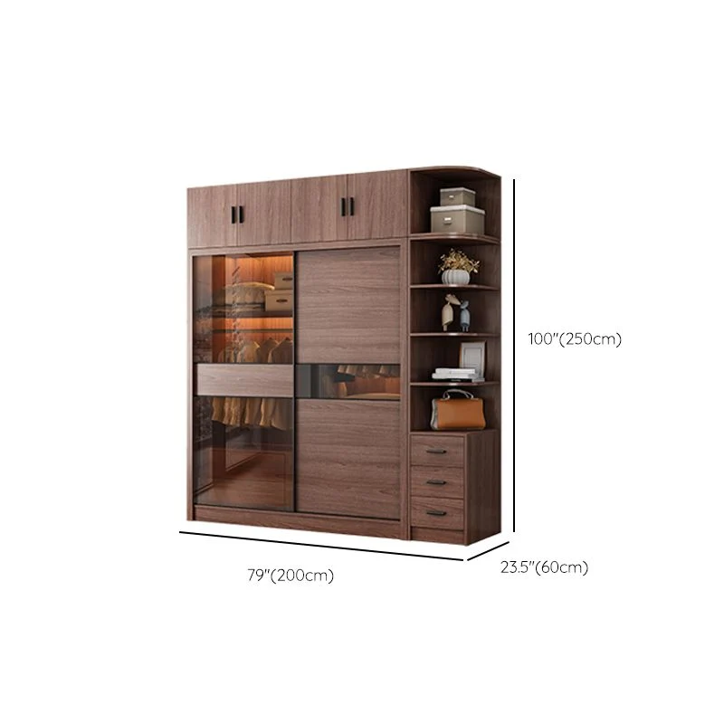 Armario guardarropa marrón con barra para ropa Armario guardarropa de madera Clearhalo