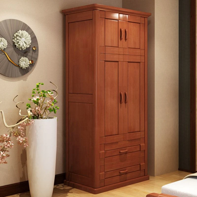 Armario guardarropa moderno Armario guardarropa de madera maciza con puertas y cajones Marron Clearhalo