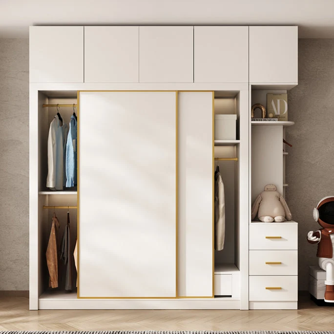 Armario guardarropa moderno con armario guardarropa de madera con barra para ropa Clearhalo
