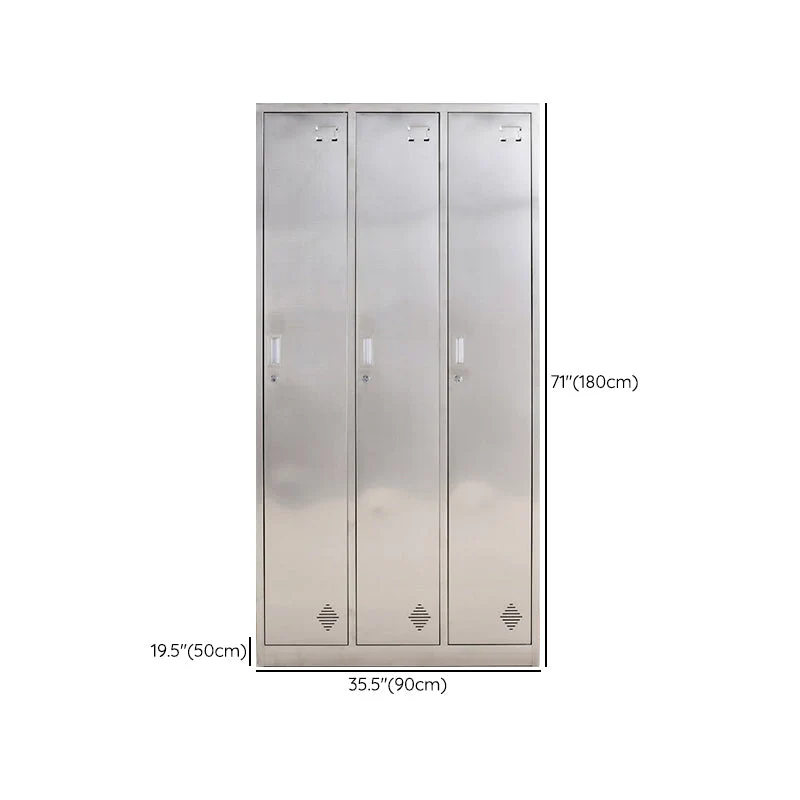 Armario guardarropa plateado Armario guardarropa de acero industrial con cerradura Clearhalo