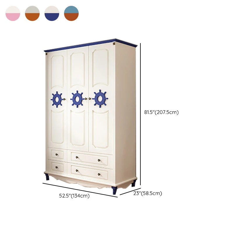 Armario guardarropa rectangular estilo náutico armario guardarropa de madera para el hogar Azul Clearhalo