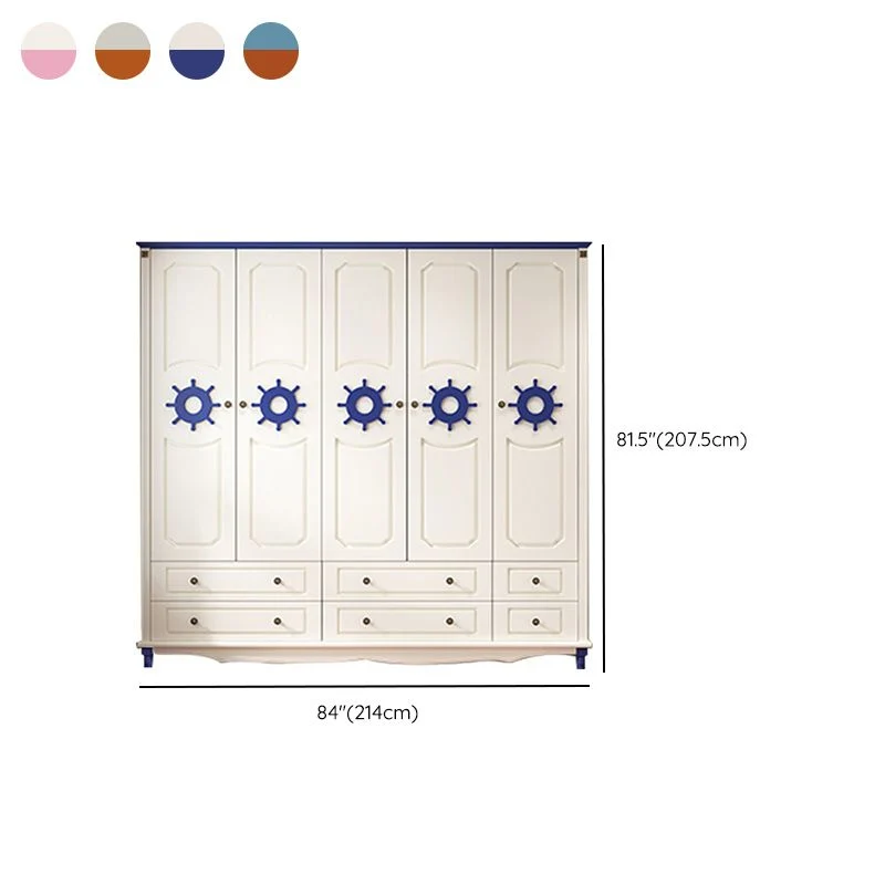 Armario guardarropa rectangular estilo náutico armario guardarropa de madera para el hogar Azul Clearhalo
