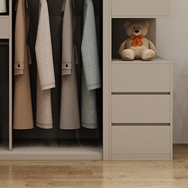 Armario guardarropa de vidrio y madera Armario corredizo sin luz Clearhalo