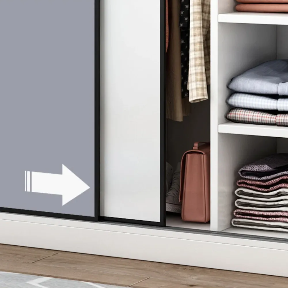 Armario independiente con estructura de madera, armario con puertas correderas de cierre suave Clearhalo