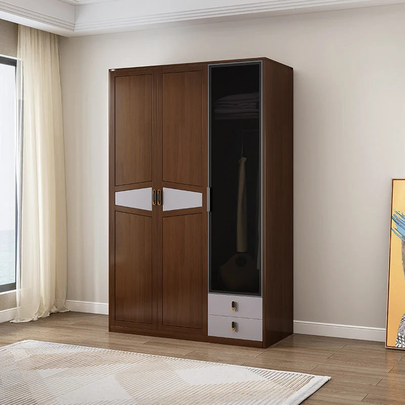Armario independiente con estructura de madera maciza Armario tradicional con estantes Naturales Clearhalo