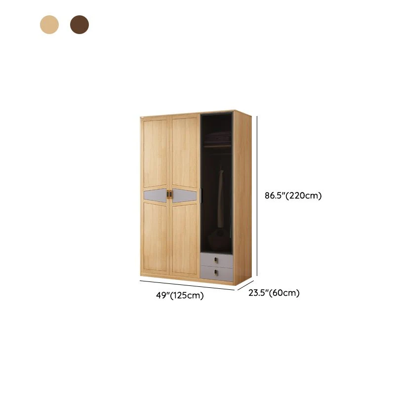 Armario independiente con estructura de madera maciza Armario tradicional con estantes Naturales Clearhalo