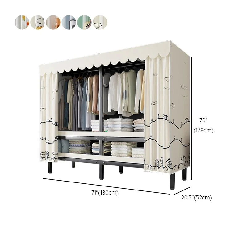 Armario independiente con estructura metálica, armario plegable con barra para ropa Gris Clearhalo