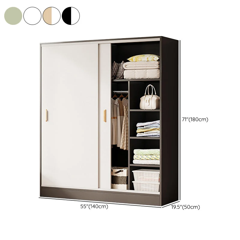 Armario independiente contemporáneo Armario Armario con puertas corredizas de madera Verde Clearhalo