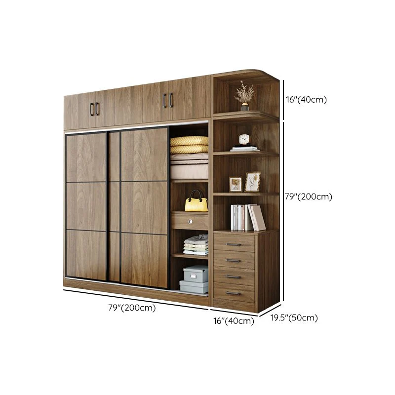 Armario independiente de estilo moderno Armario de madera de pino con cajón Clearhalo