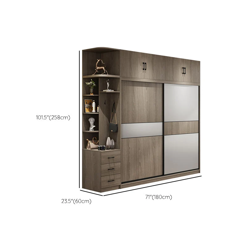 Armario independiente de madera maciza Armario Armario contemporáneo con cajón Clearhalo