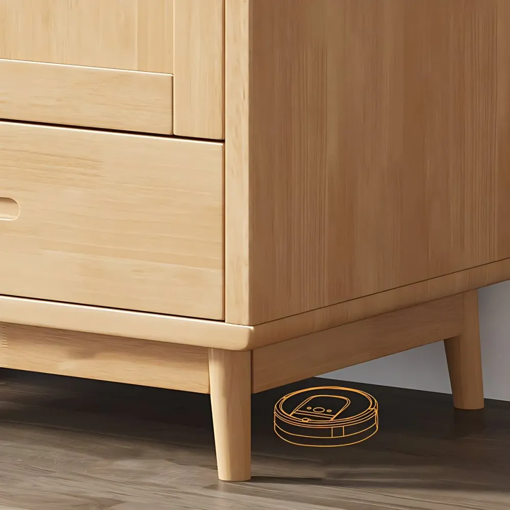 Armario independiente de madera maciza de caucho moderno con cajón Nuez Clearhalo