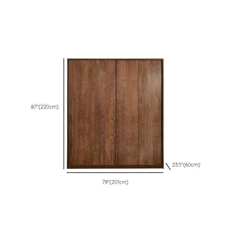 Armario independiente de madera maciza de nogal con puertas correderas Clearhalo
