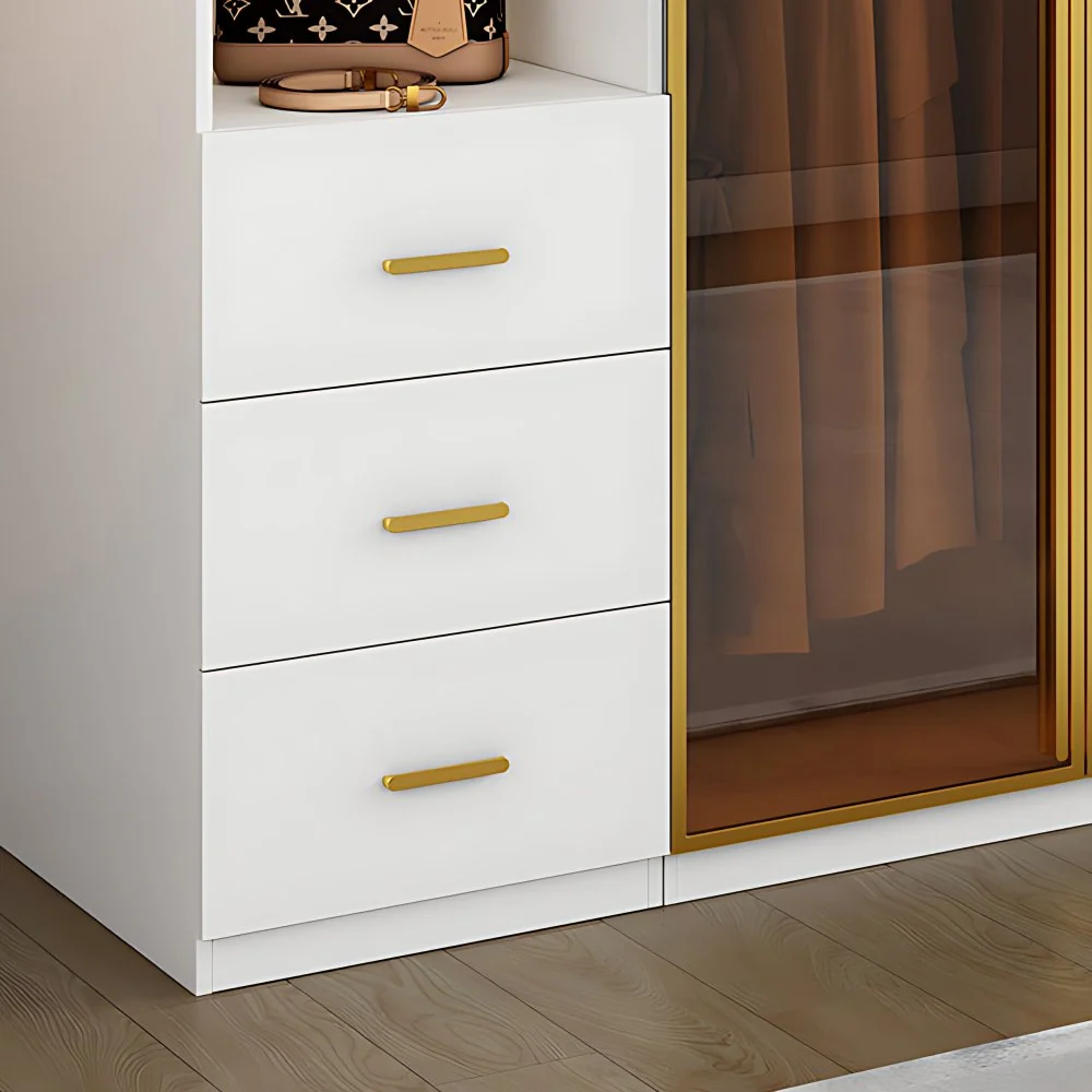 Armario independiente moderno con estructura de madera y puertas de vidrio templado Clearhalo