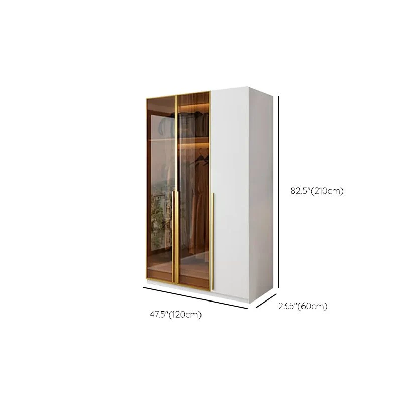 Armario independiente moderno con estructura de madera y puertas de vidrio templado Clearhalo