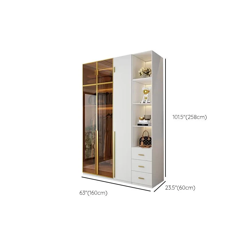 Armario independiente moderno con estructura de madera y puertas de vidrio templado Clearhalo