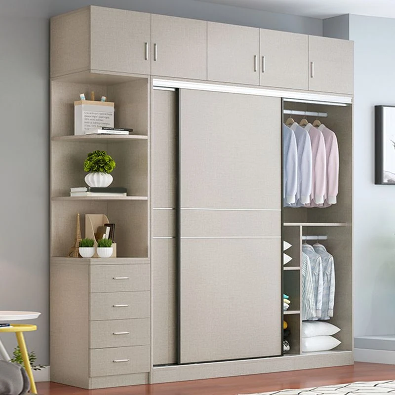 Armario independiente moderno de madera artificial con puertas corredizas para sala de estar Clearhalo